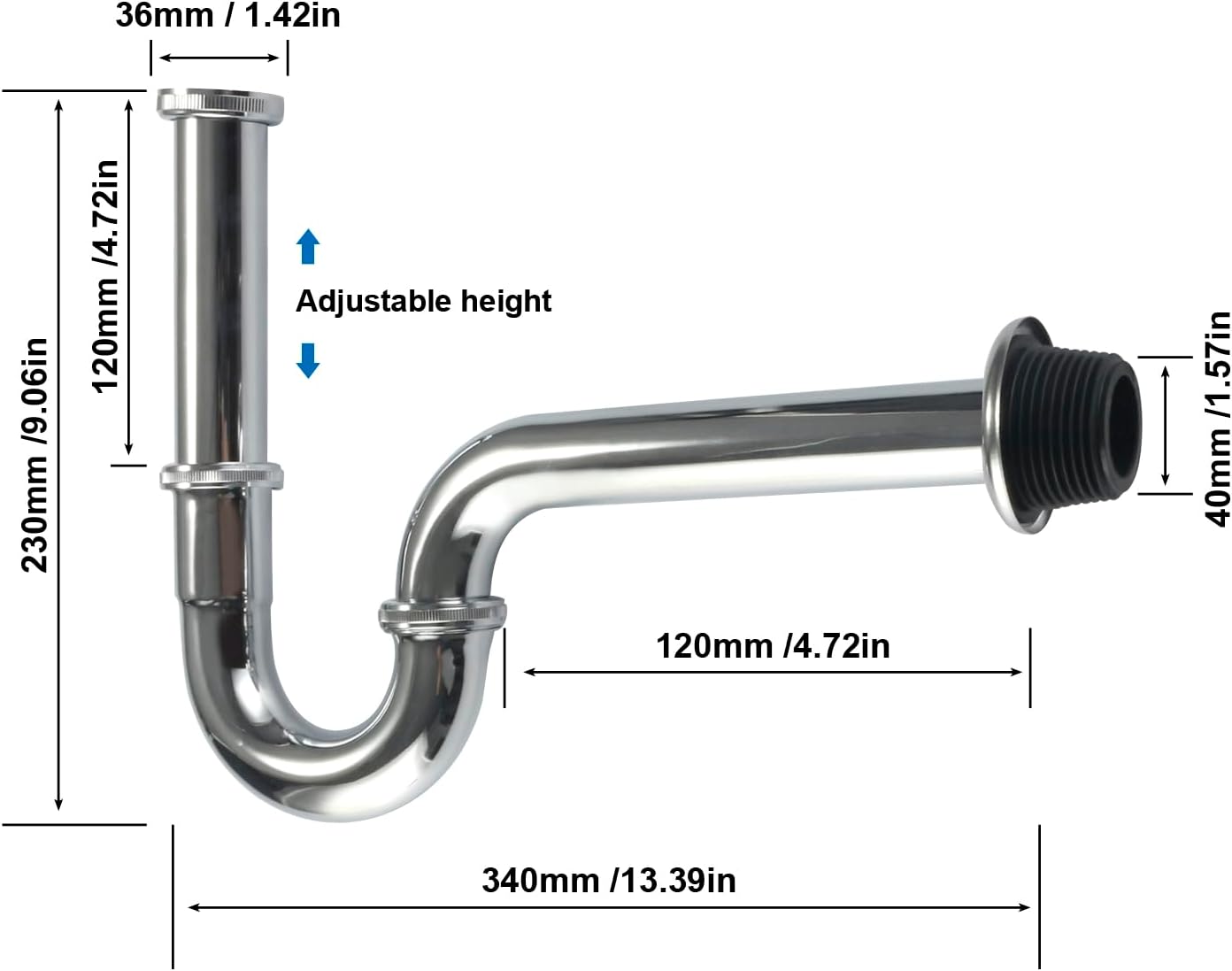 AMeoMerk Chrome P-Trap Sink Stopper Drain Kit