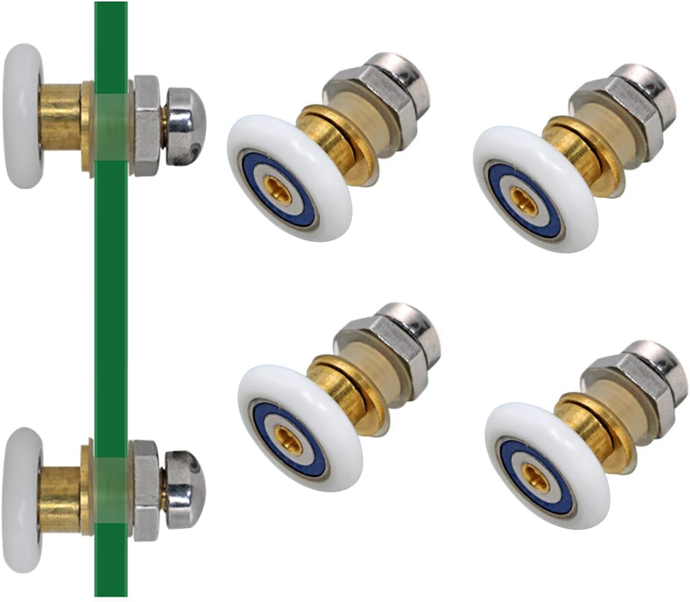 4PCS Shower Door Rollers 23mm Diameter for Glass Sliding Doors