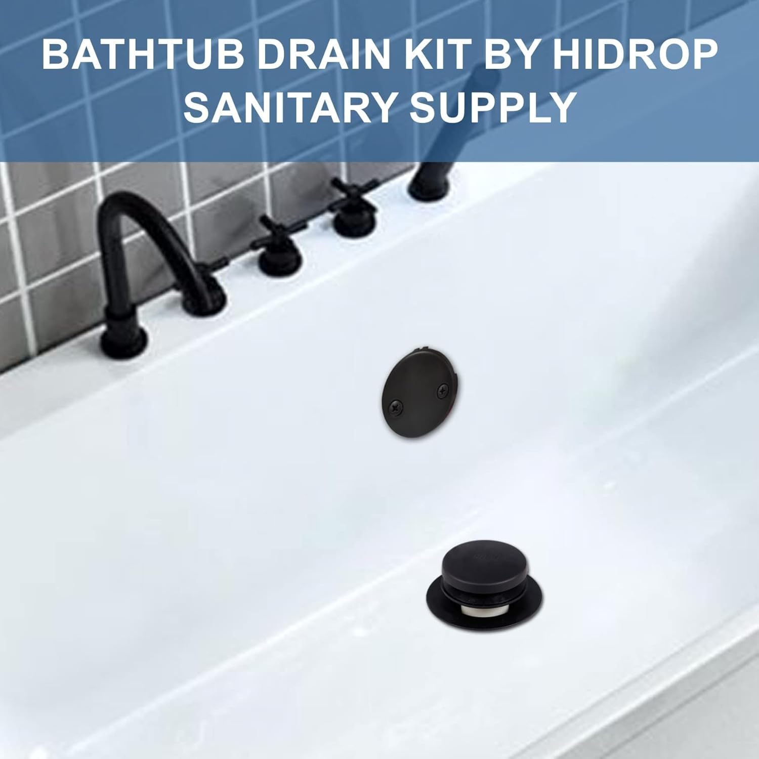 HIDROP Matte Black Tub Drain Conversion Kit