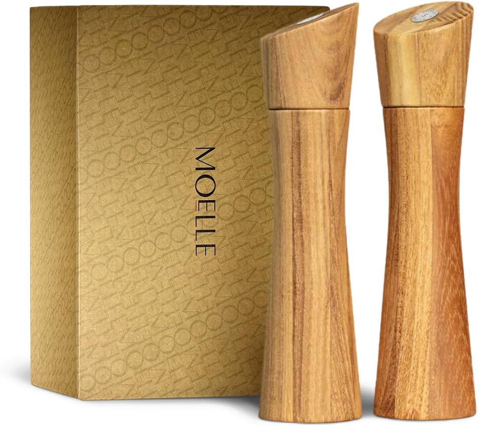 MOELLE Premium Teak Salt Pepper Grinders Set