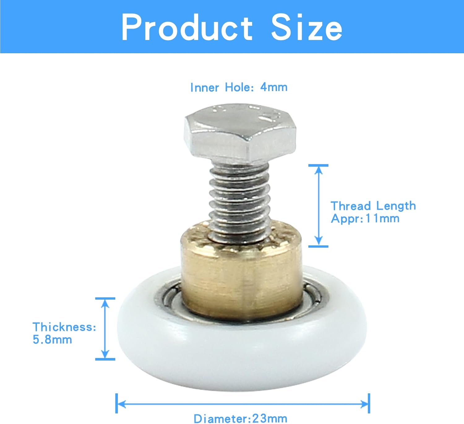 4 pcs 23mm Shower Door Rollers Replacement