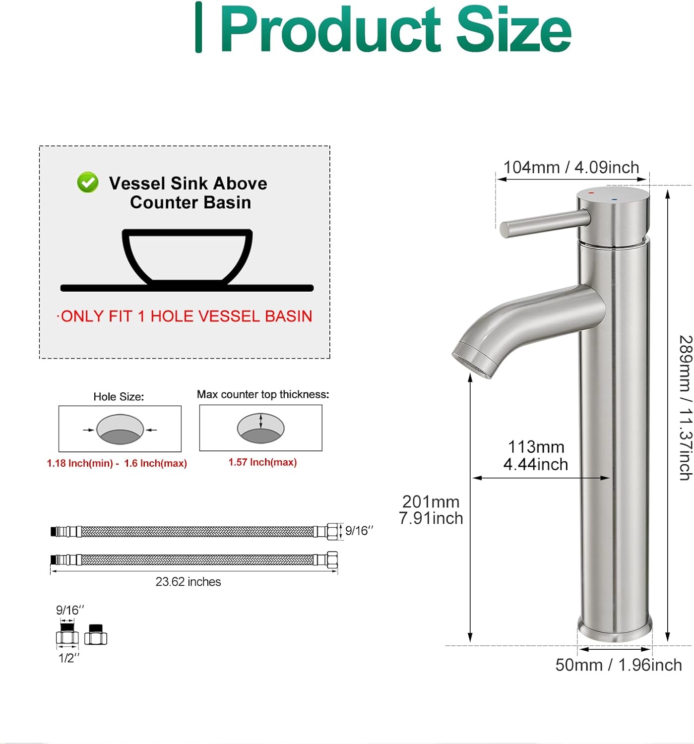 VOTON Touch On Chrome Vessel Sink Faucet