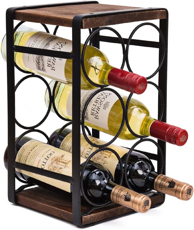 SODUKU Rustic Wood Wine Rack 6 Bottles Brown