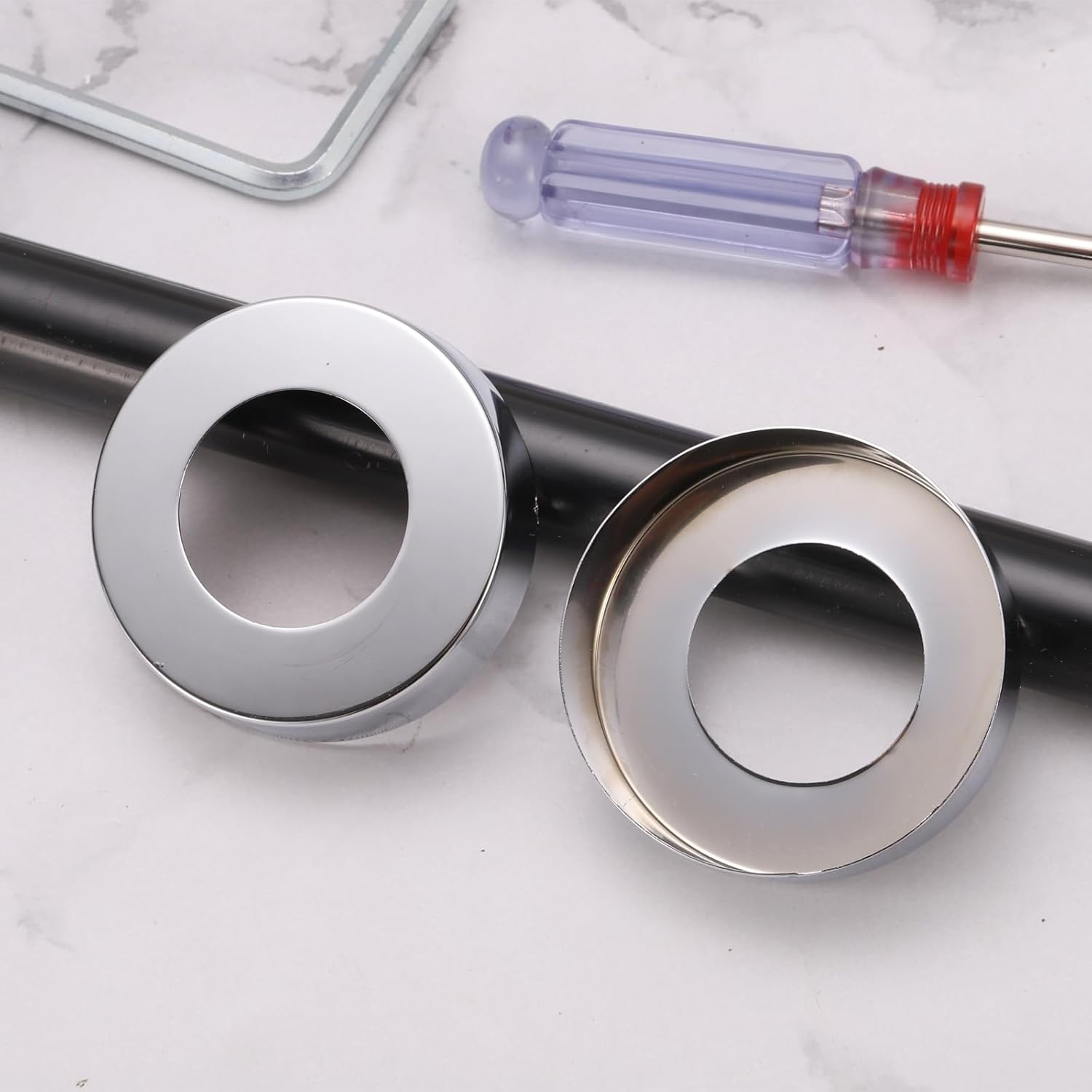 Uxcell 4pcs Stainless Steel Shower Flange Plate Set