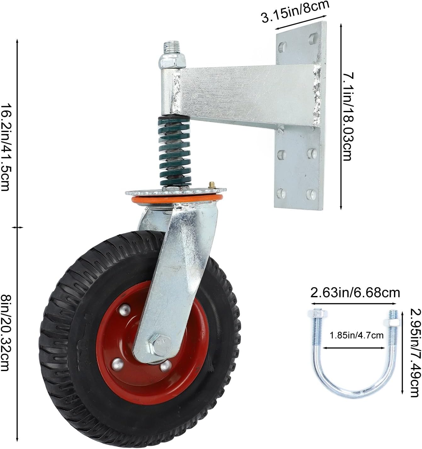 Fabater 8 Inch Heavy Duty Gate Caster Wheels with Hardware Red