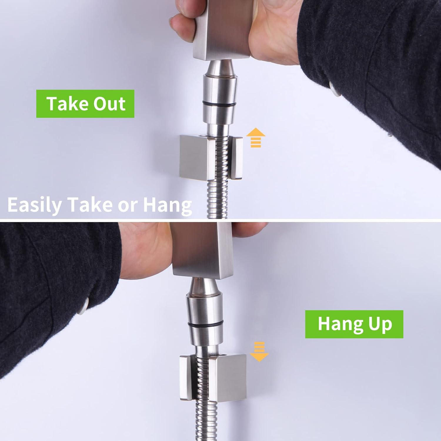 Angle Simple Shower Head Holder Brushed Nickel Wall Mount