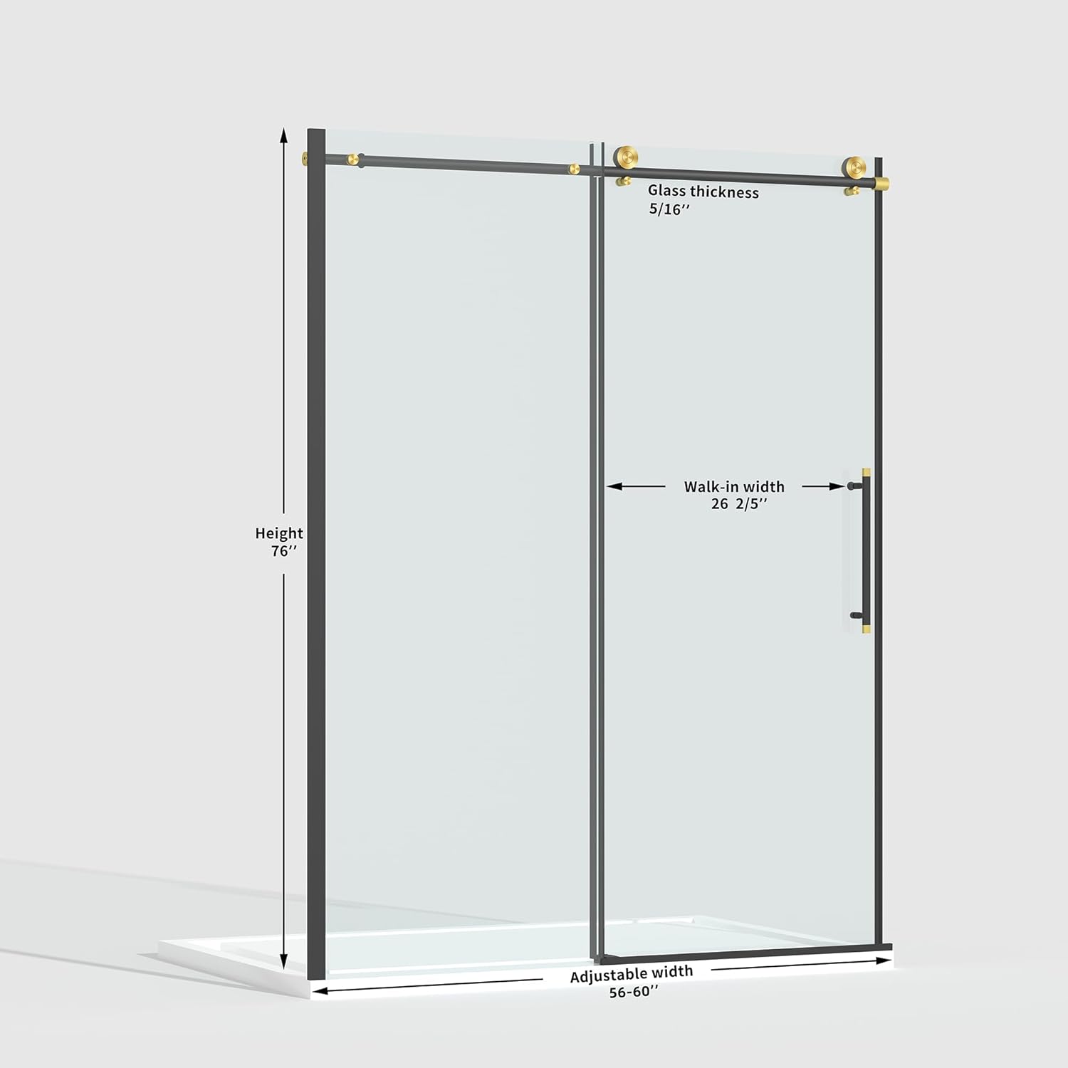 ENSO SENKA Frameless Shower Door 56-60 x 76