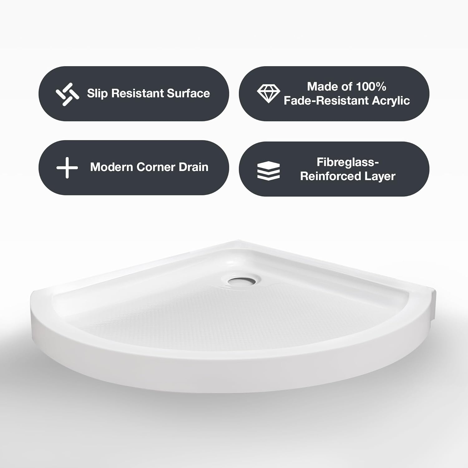 Rounded Frosted Glass Corner Shower Kit with Satin Nickel Hardware