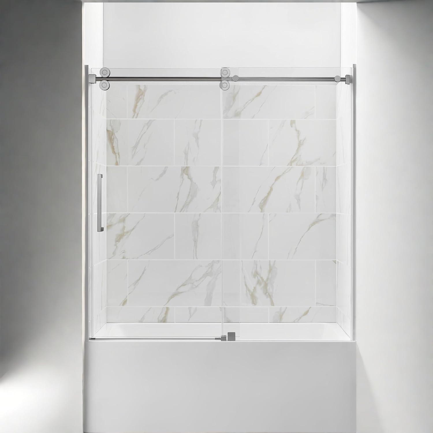 ChicFurnit Frameless Shower Door 56-60 W x 60 H
