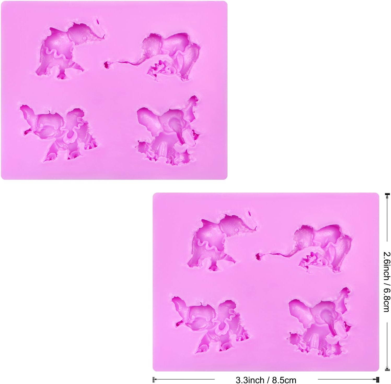Elephant Silicone Chocolate Molds 2 Pcs for Cake Decorations