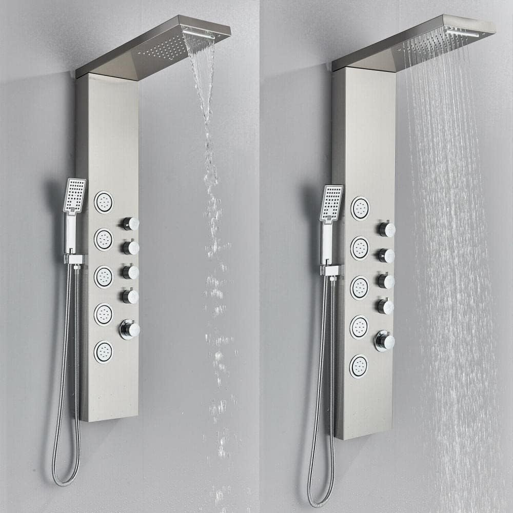 Gougeltd LED Light Shower Panel with Massager Jets 1