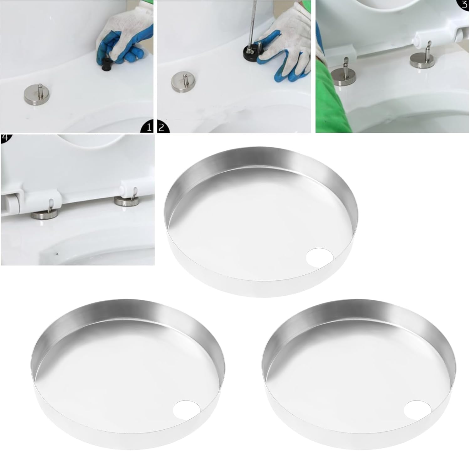 LT Easiyl 4 pcs Toilet Seat Hinge Covers 60mm Stainless Steel Set