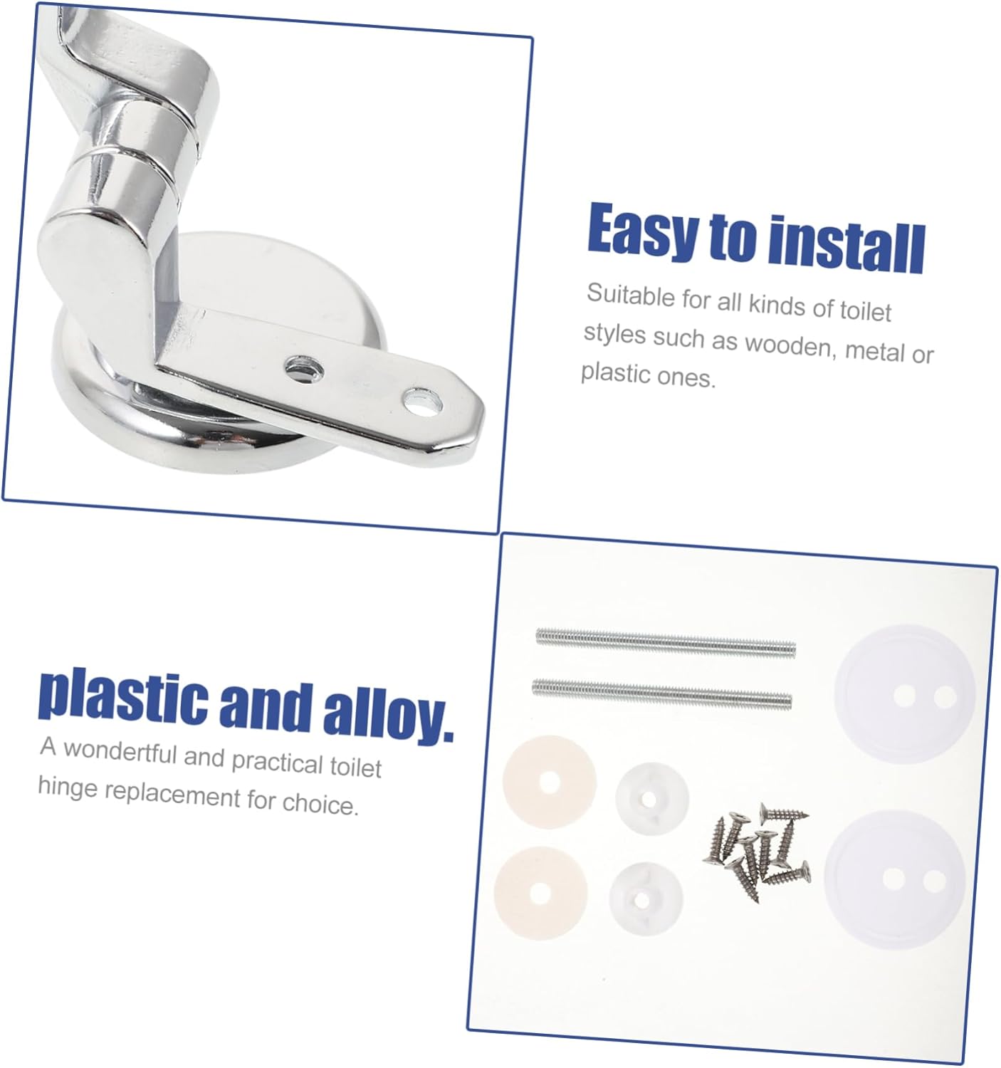 Homoyoyo Durable Toilet Seat Hinge Replacement - Heavy-Duty Stainless Steel Hinge with Screws