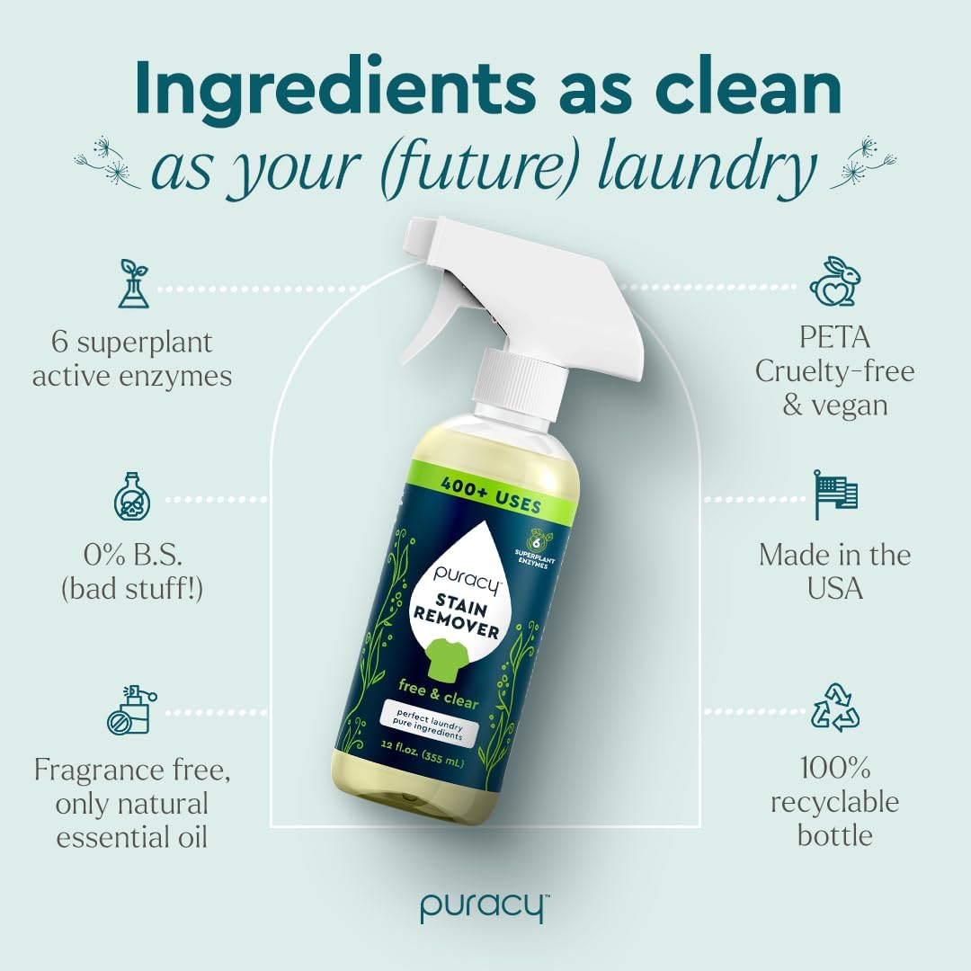 Puracy Stain Remover Spray - 12 oz Unscented