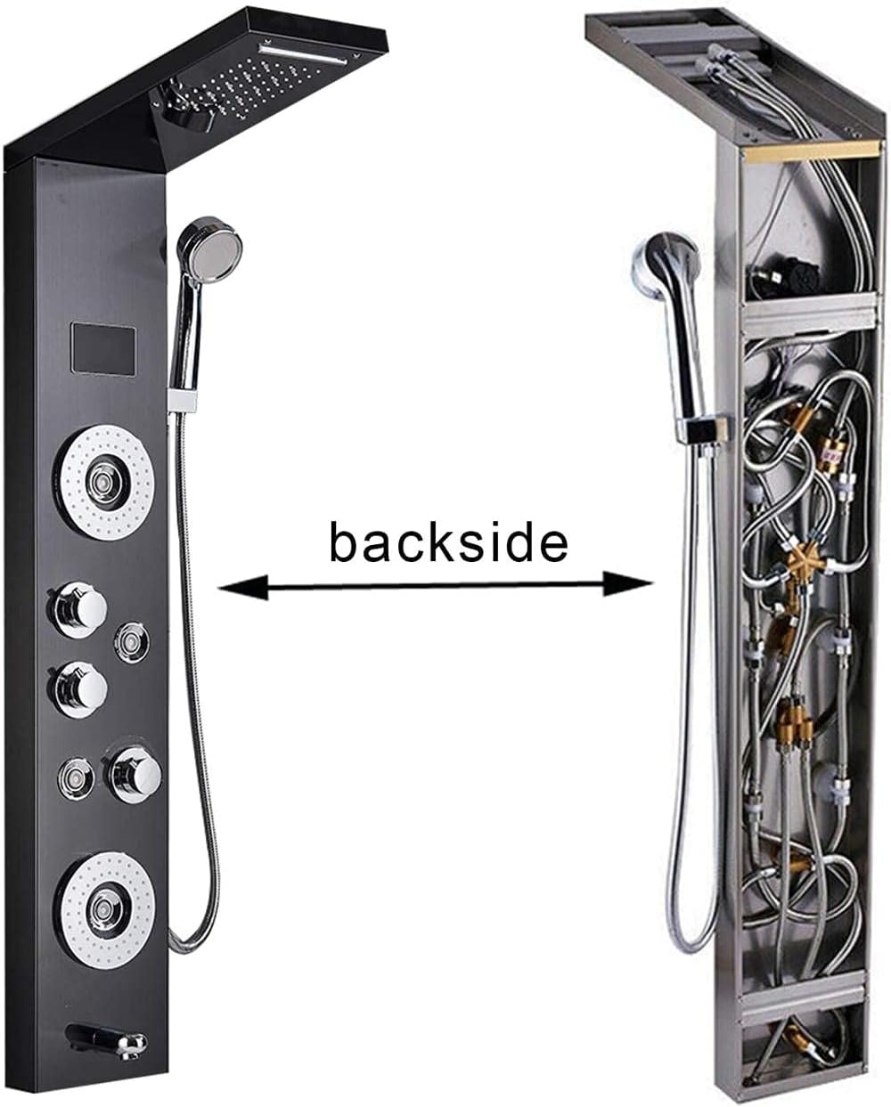 Gougeltd LED Shower Tower Panel Black Stainless Steel