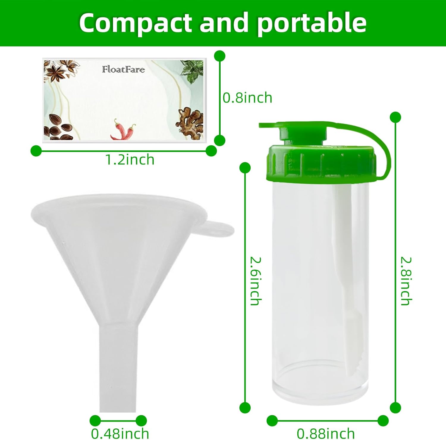 FLOATFARE Mini Pepper Shakers 6-Pack with Spoon and Funnel