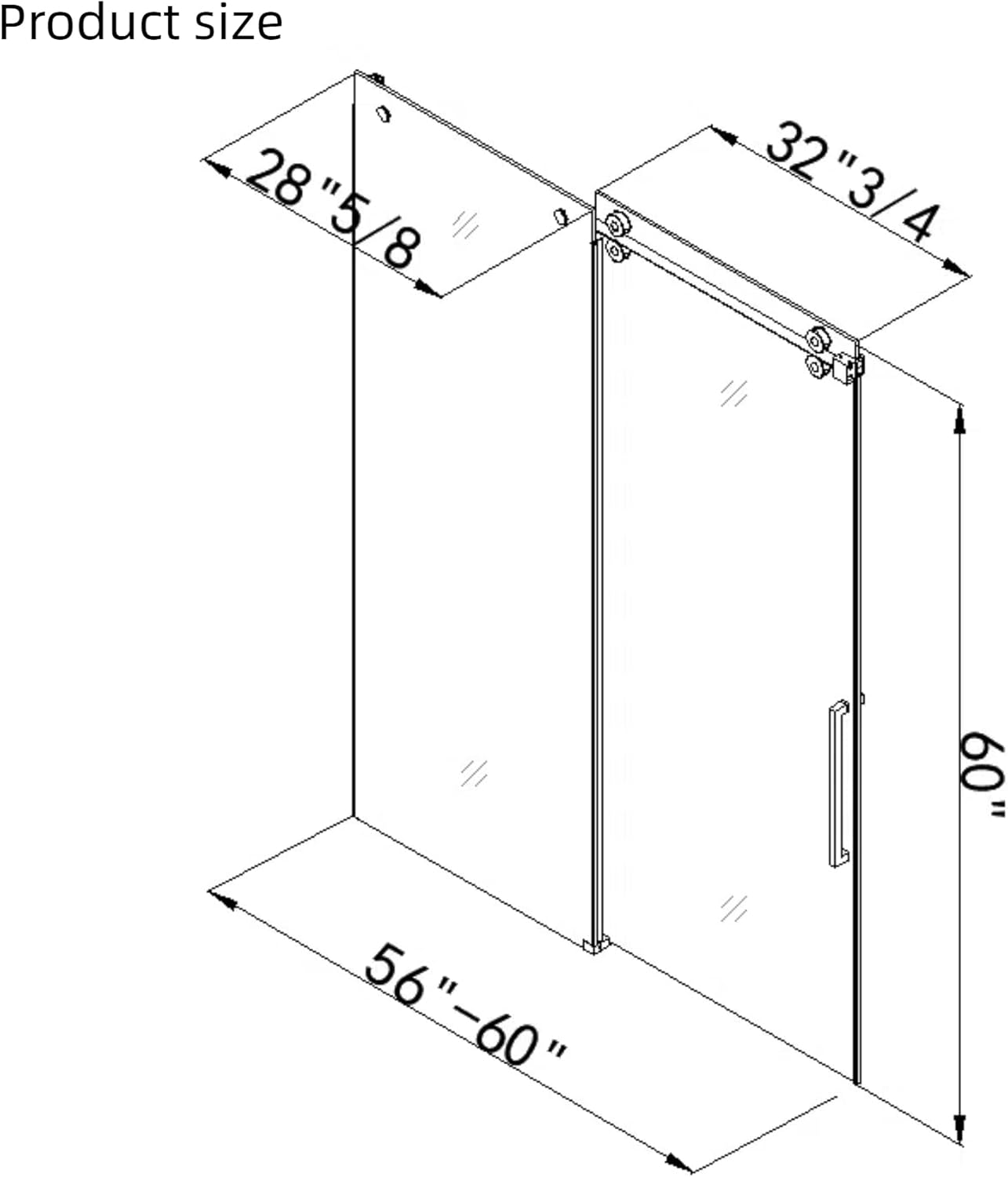 ChicFurnit 56-60 Frameless Shower Door with Gold Hardware 1
