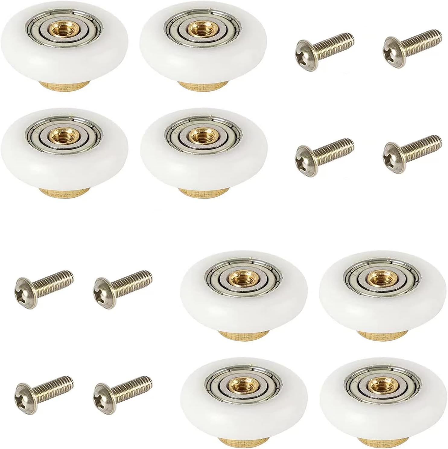 8pcs BrassPOM Shower Door Rollers 19mm Diameter Bathroom Replacement
