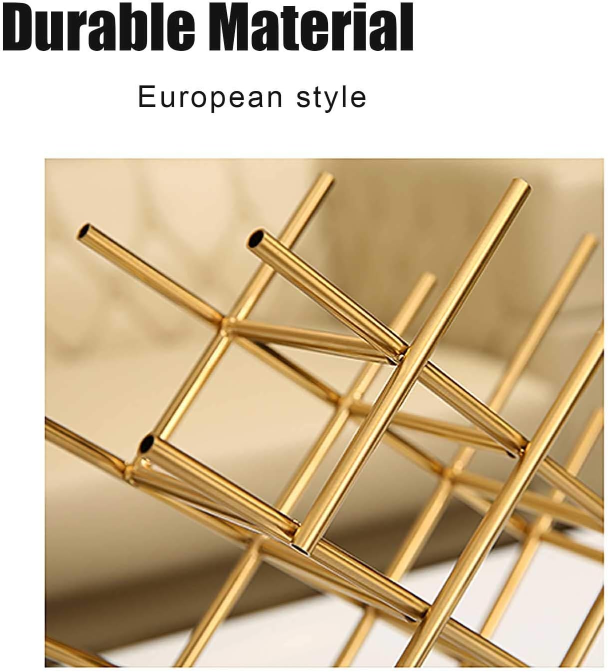 Stylish Gold Wine Rack - 6 Bottle Freestanding Metal Storage