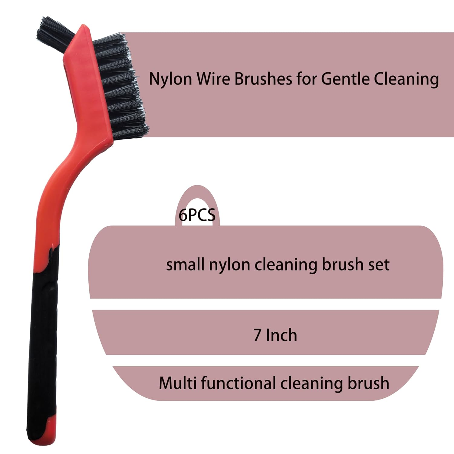 6-Pack Nylon Cleaning Brushes for Delicate Surfaces and Daily Use 1