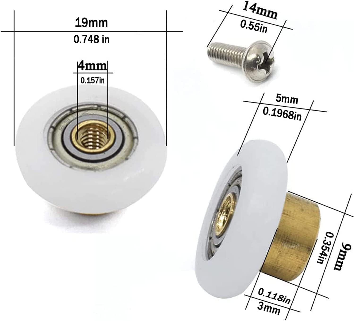 YUANQIAN Shower Door Rollers 20PCS Replacement for Glass Doors