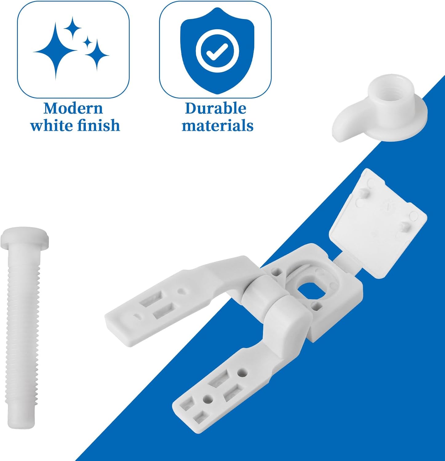 White Plastic Toilet Seat Hinge Replacement Set
