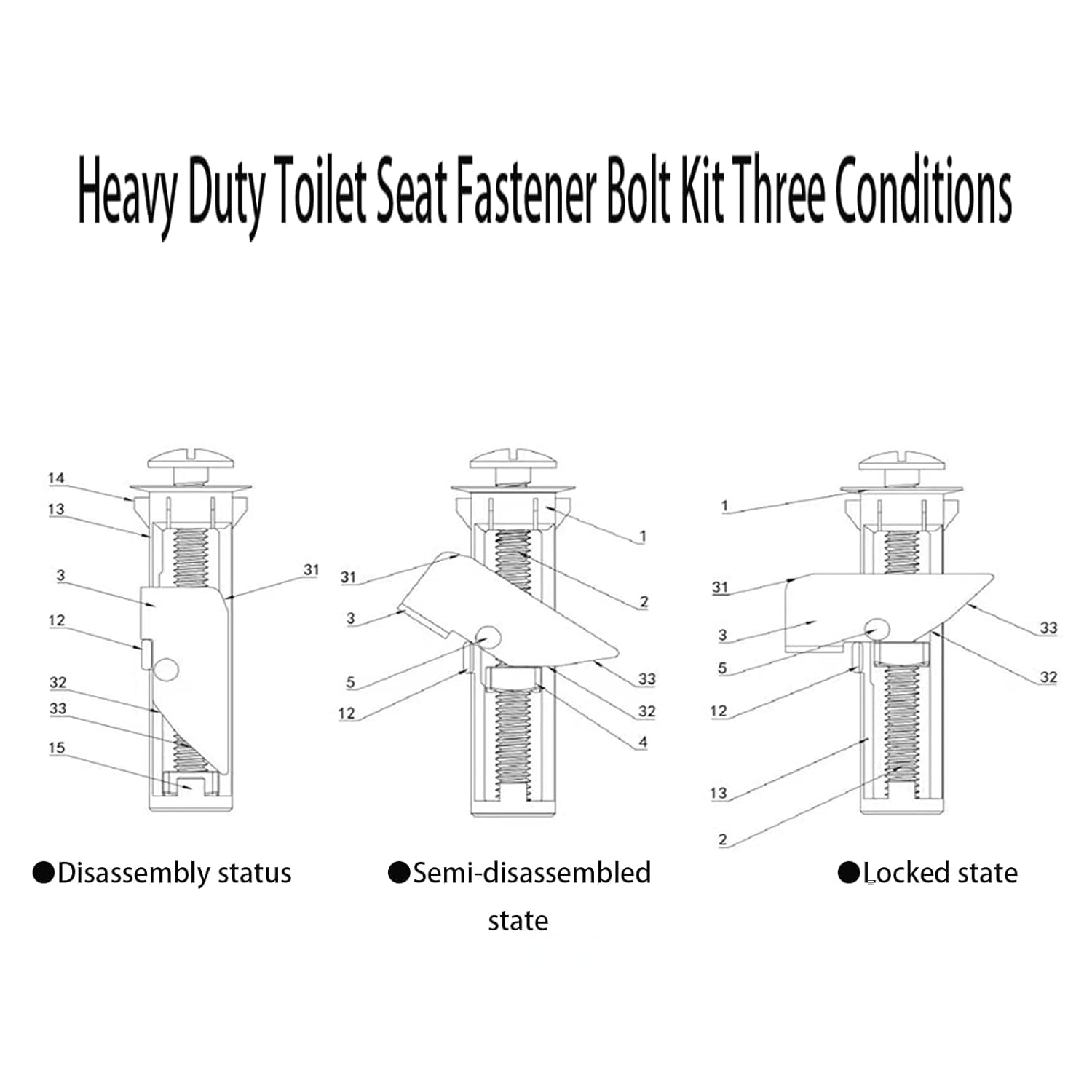 ANGINORLD Universal Toilet Seat Bolt Kit