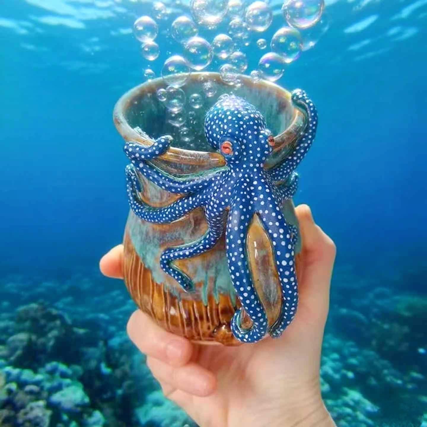 Treayes 3D Octopus Resin Mug Decor