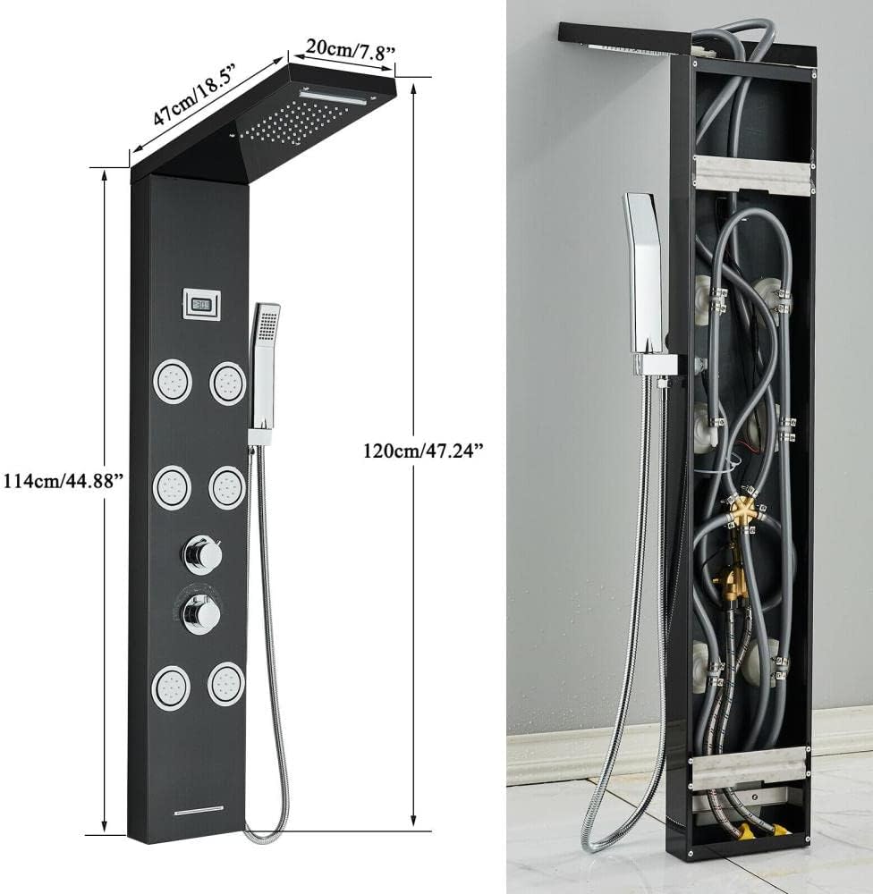 Gougeltd Stainless Steel Shower Panel Tower System with Massage Jets 1