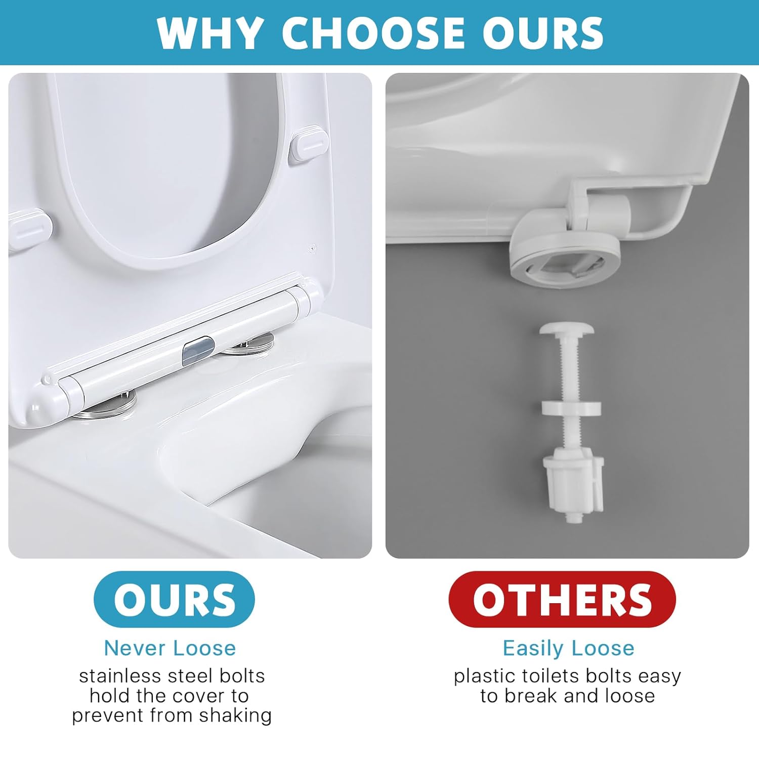 Supkiir 4Pcs Toilet Seat Replacement Kit