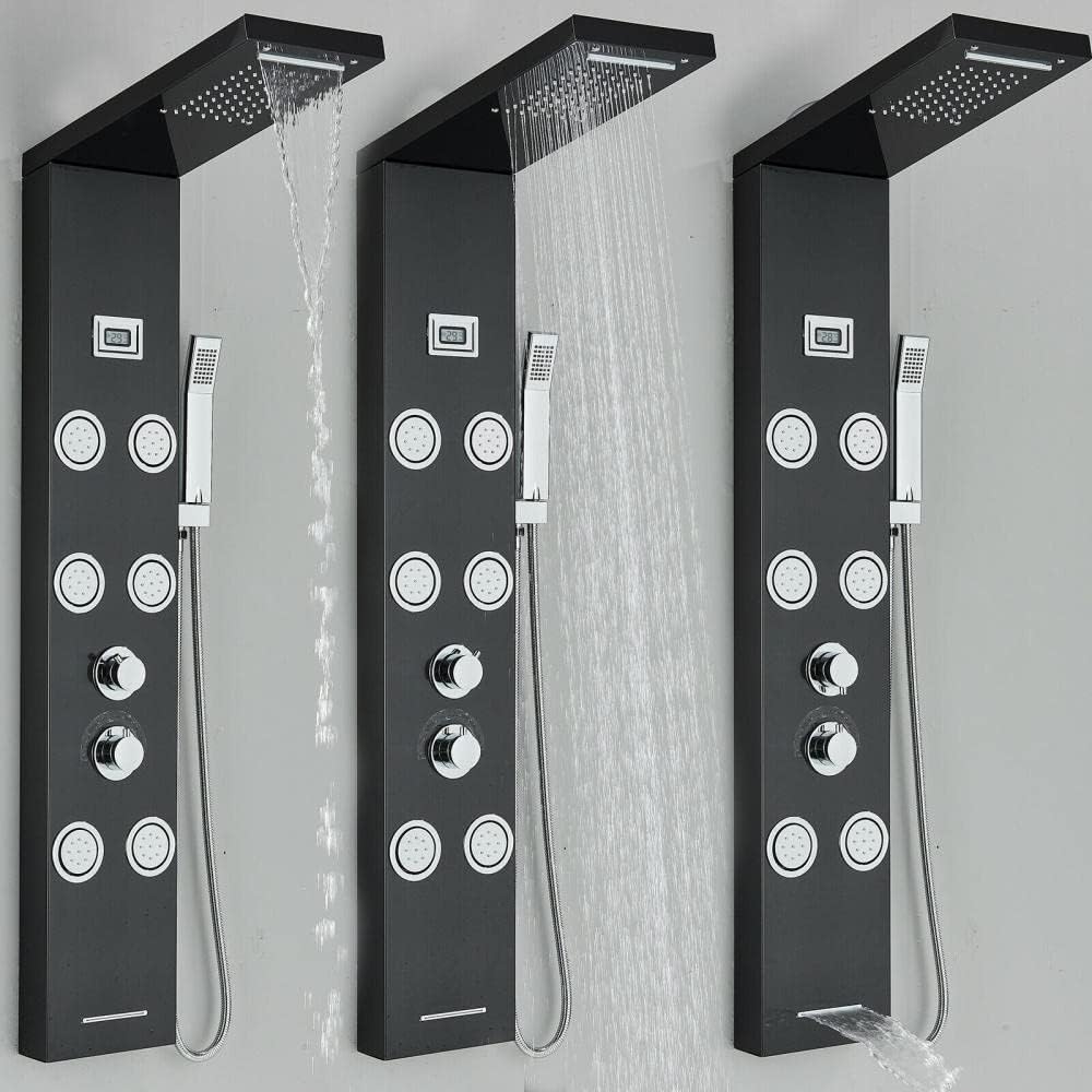 Gougeltd Stainless Steel Shower Panel Tower System with Massage Jets 1