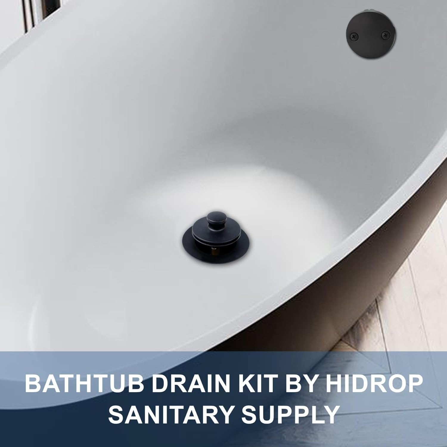 HIDROP Matte Black Tub Drain Set with Overflow Conversion Kit