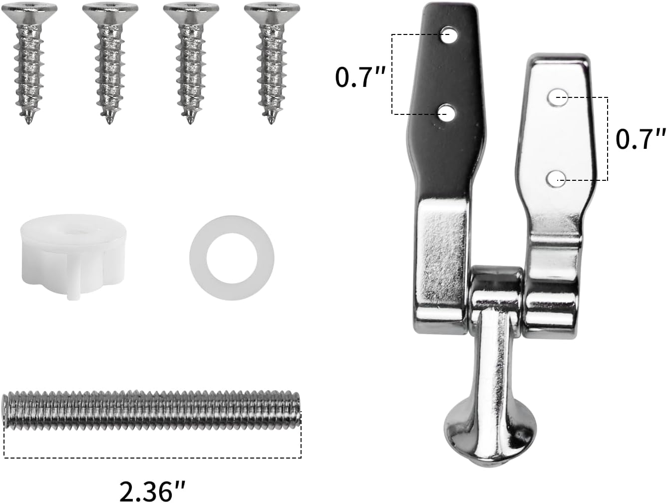 Sturdy Chrome Toilet Seat Hinges with Screws Nuts 1 Set