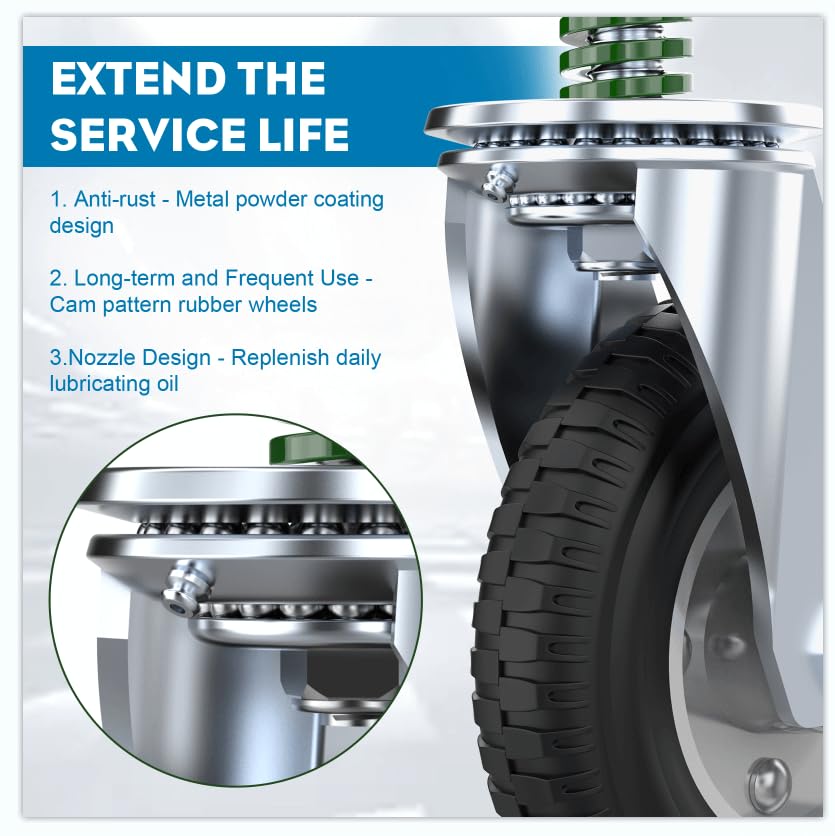 8 Inch Heavy Duty Fence Gate Wheels with Spring