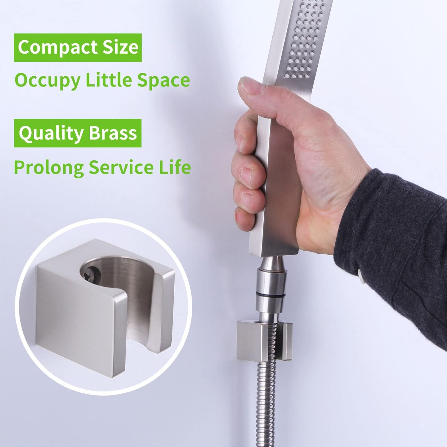 Angle Simple Shower Head Holder Brushed Nickel Wall Mount