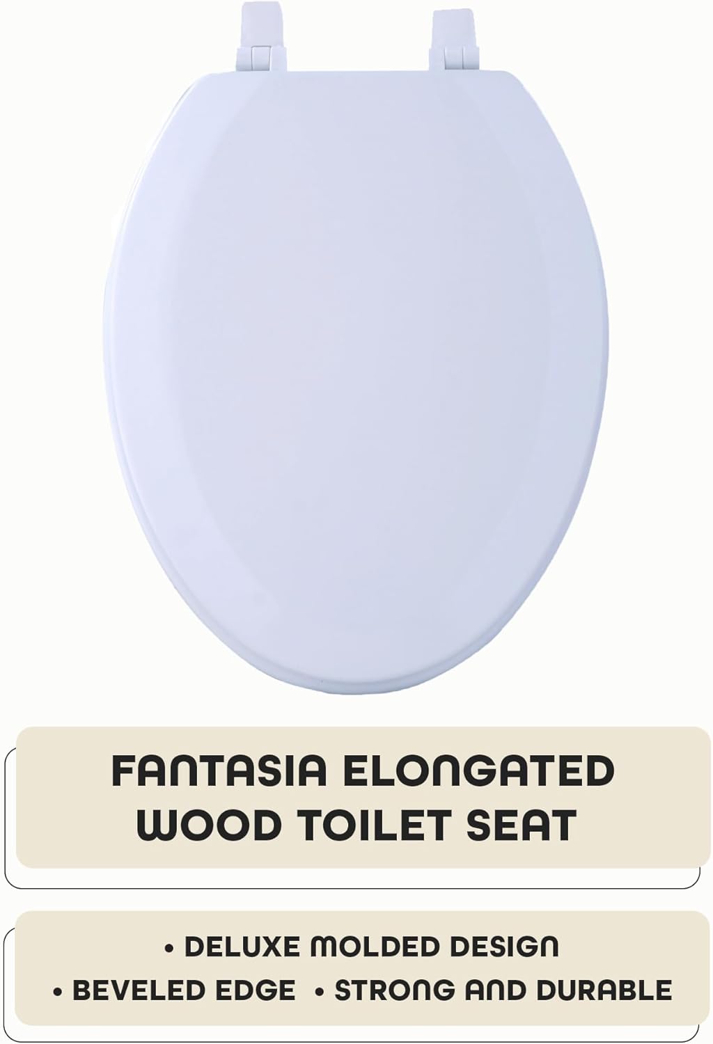Elongated Wood Toilet Seat White - 19 Inch - Easy to Install
