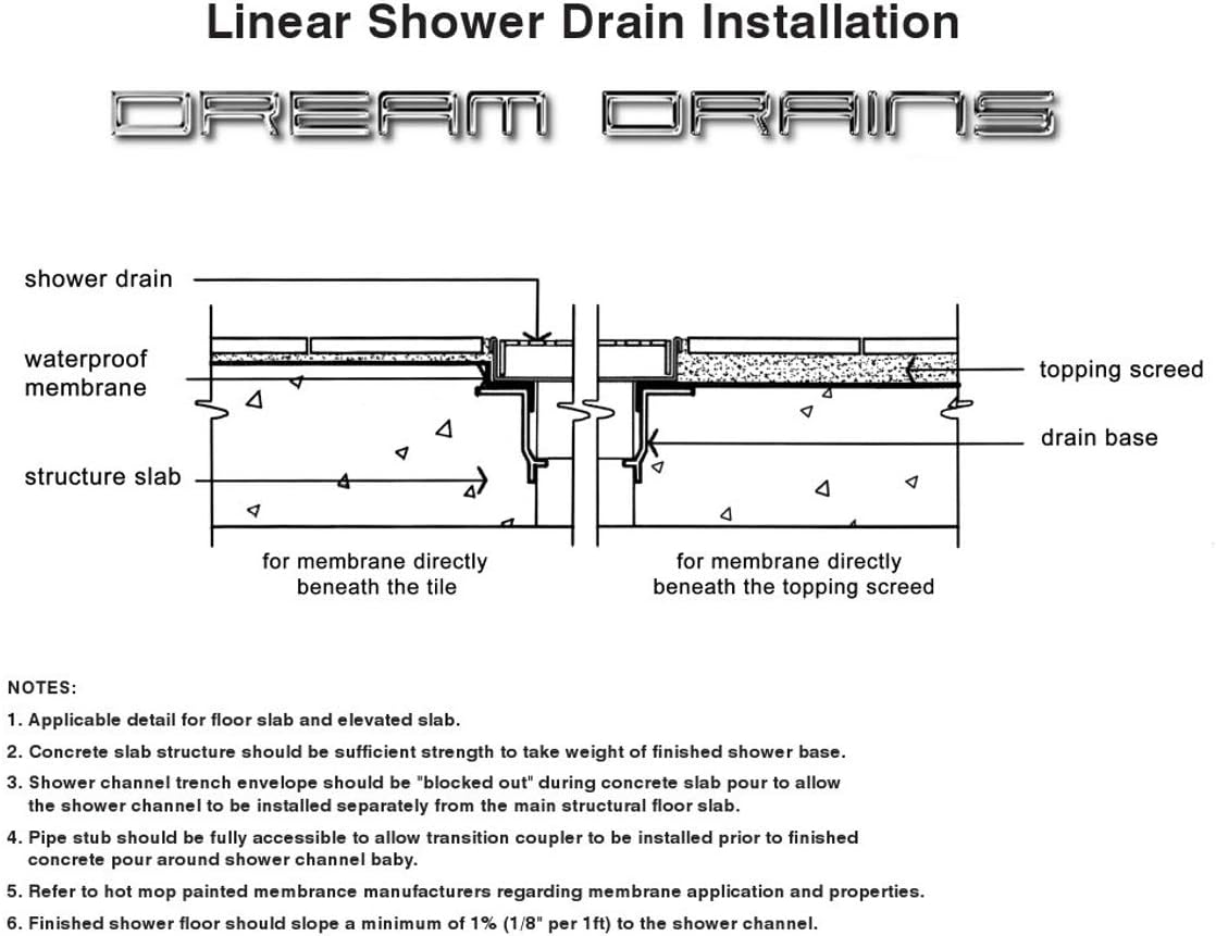 DreamDrains 42 in Linear Shower Drain with Rain Pattern 1