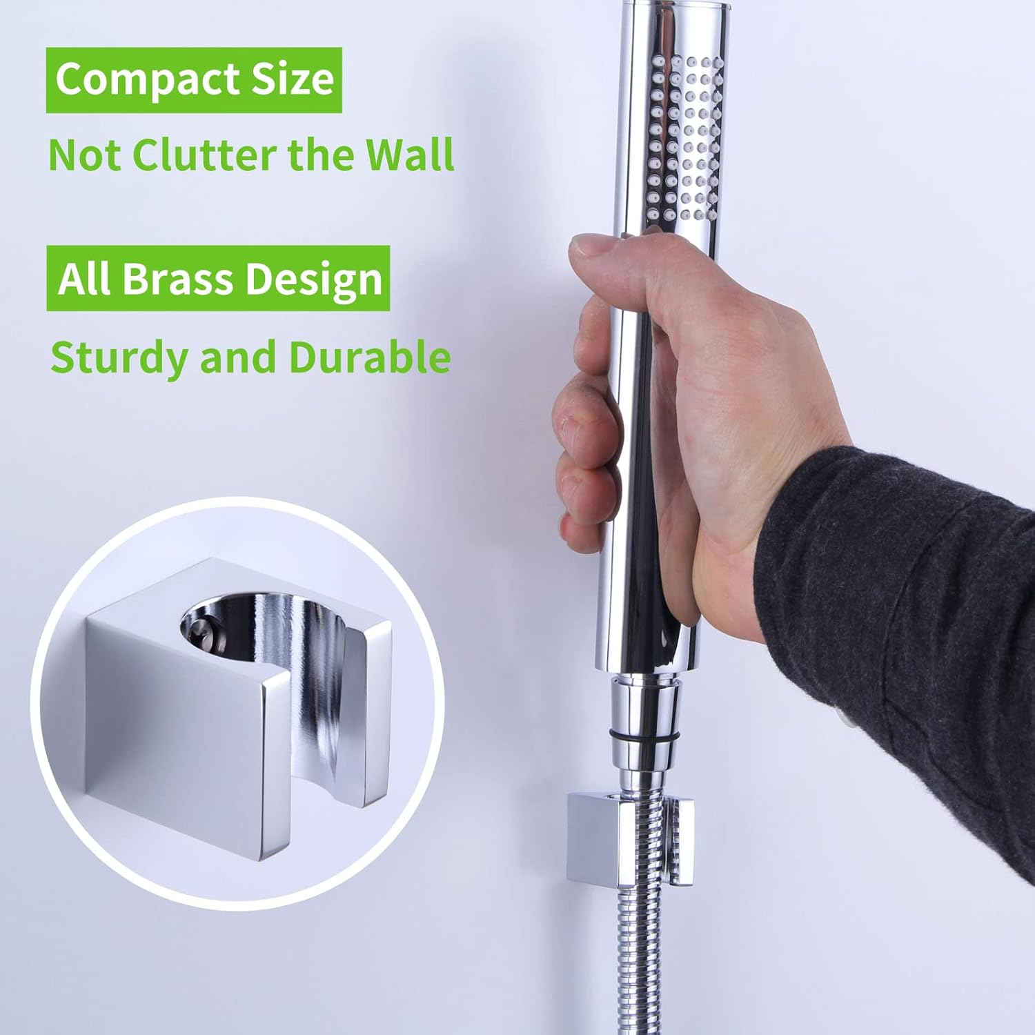 Angle Simple Shower Head Holder Wall Mount Brass Chrome