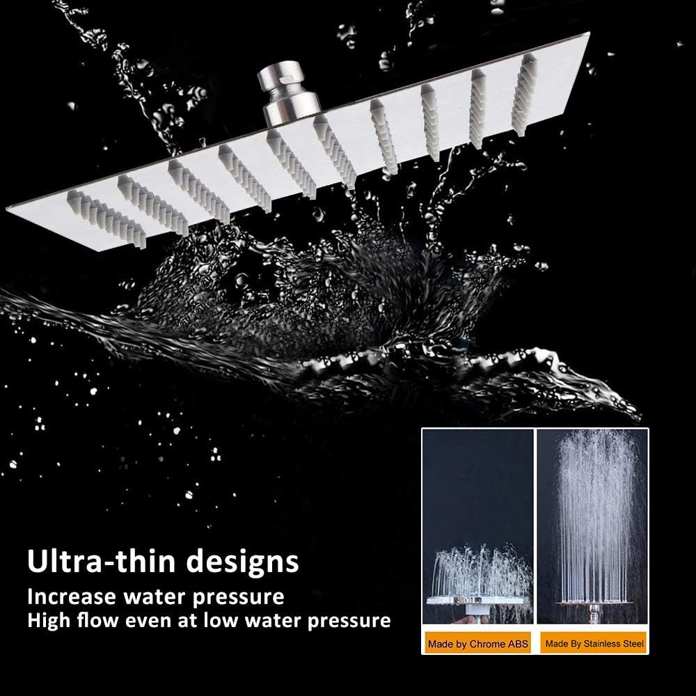 NearMoon 8 Inch Square Rain Shower Head - Chrome Finish High Pressure Easy Install