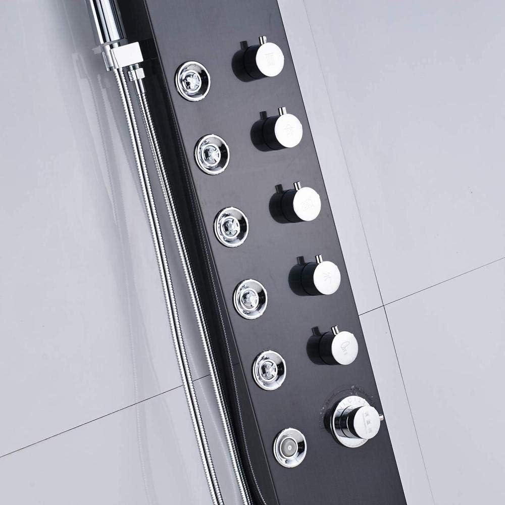Gougeltd Stainless Steel Shower Panel with LED Massage and Fingerprint-Free Design