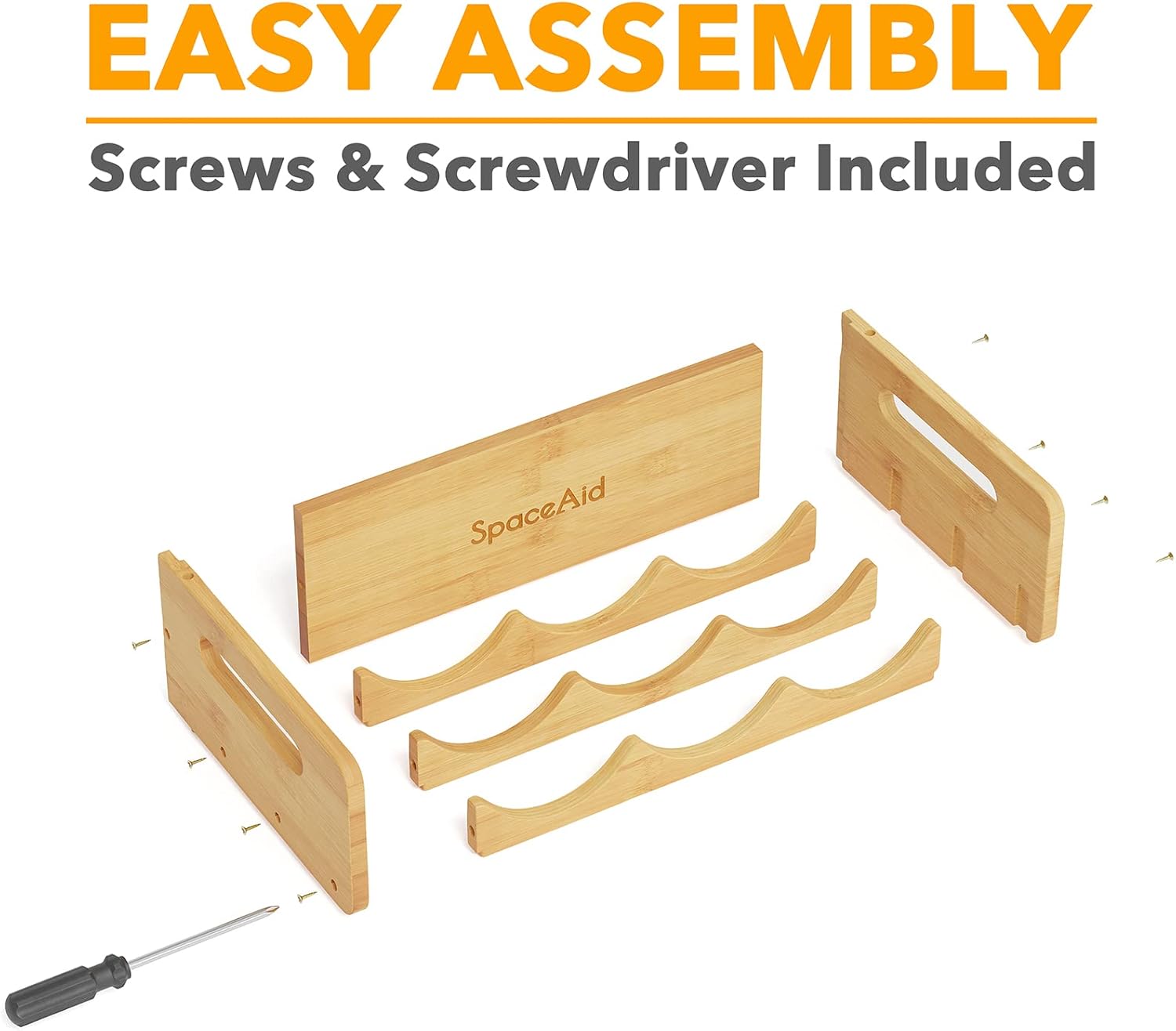 SpaceAid Bamboo Water Bottle Organizer 2 Pack 3-Slot 1