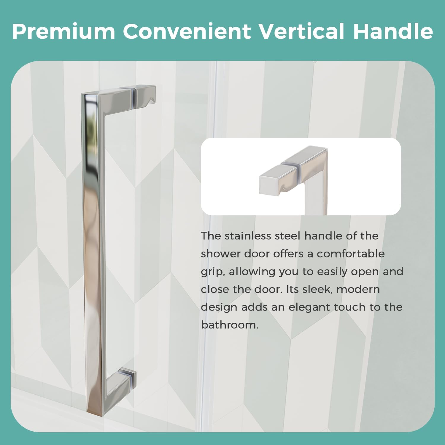 Frameless Glass Shower Door 56-60 x 75 Silver Stainless Steel