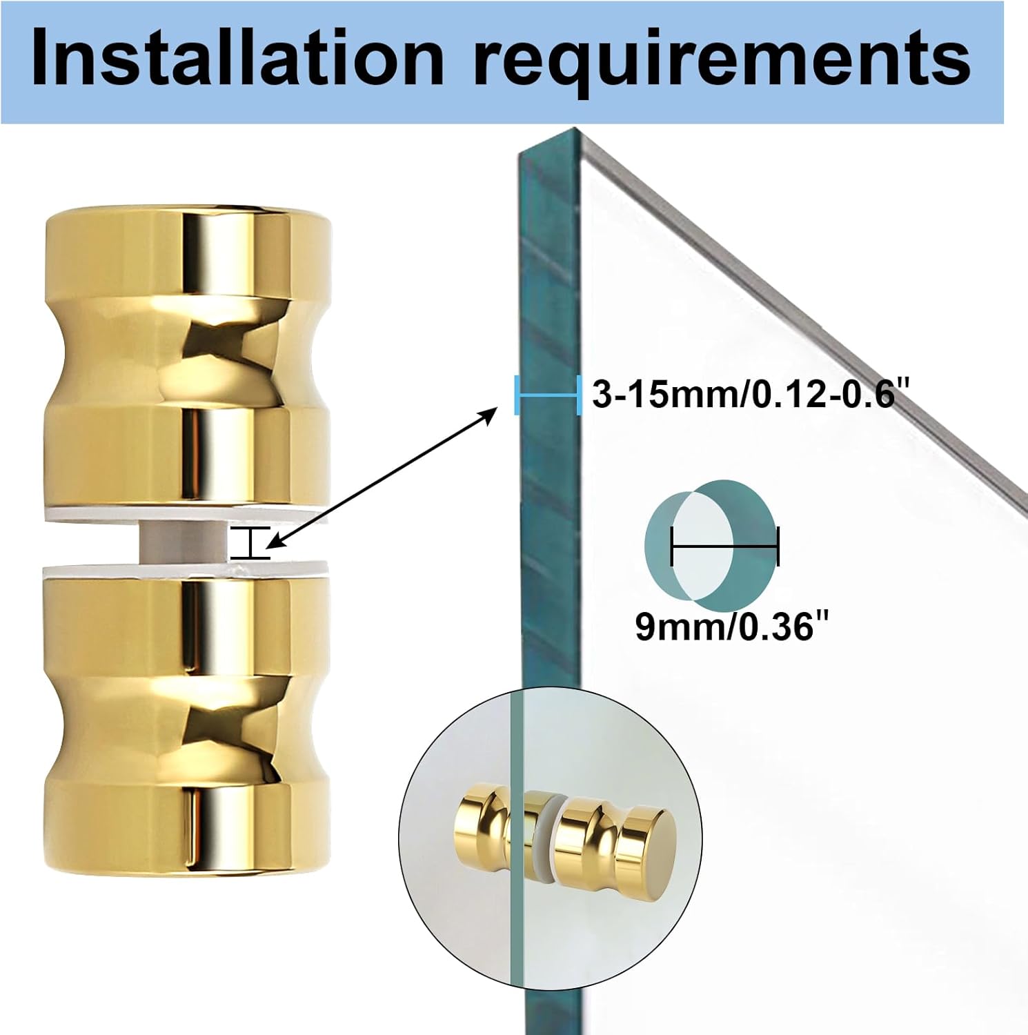 Alise Shower Glass Door Handle with Gold Finish