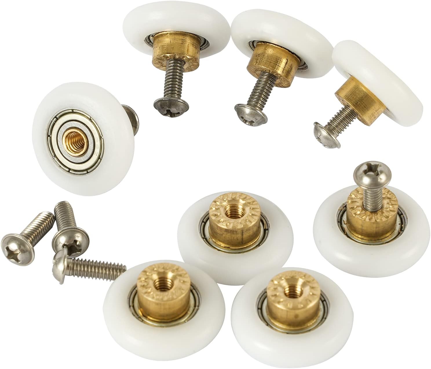 8pcs BrassPOM Shower Door Rollers 19mm Diameter Bathroom Replacement