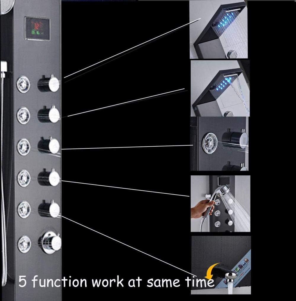Gougeltd Stainless Steel Shower Panel with LED Massage and Fingerprint-Free Design