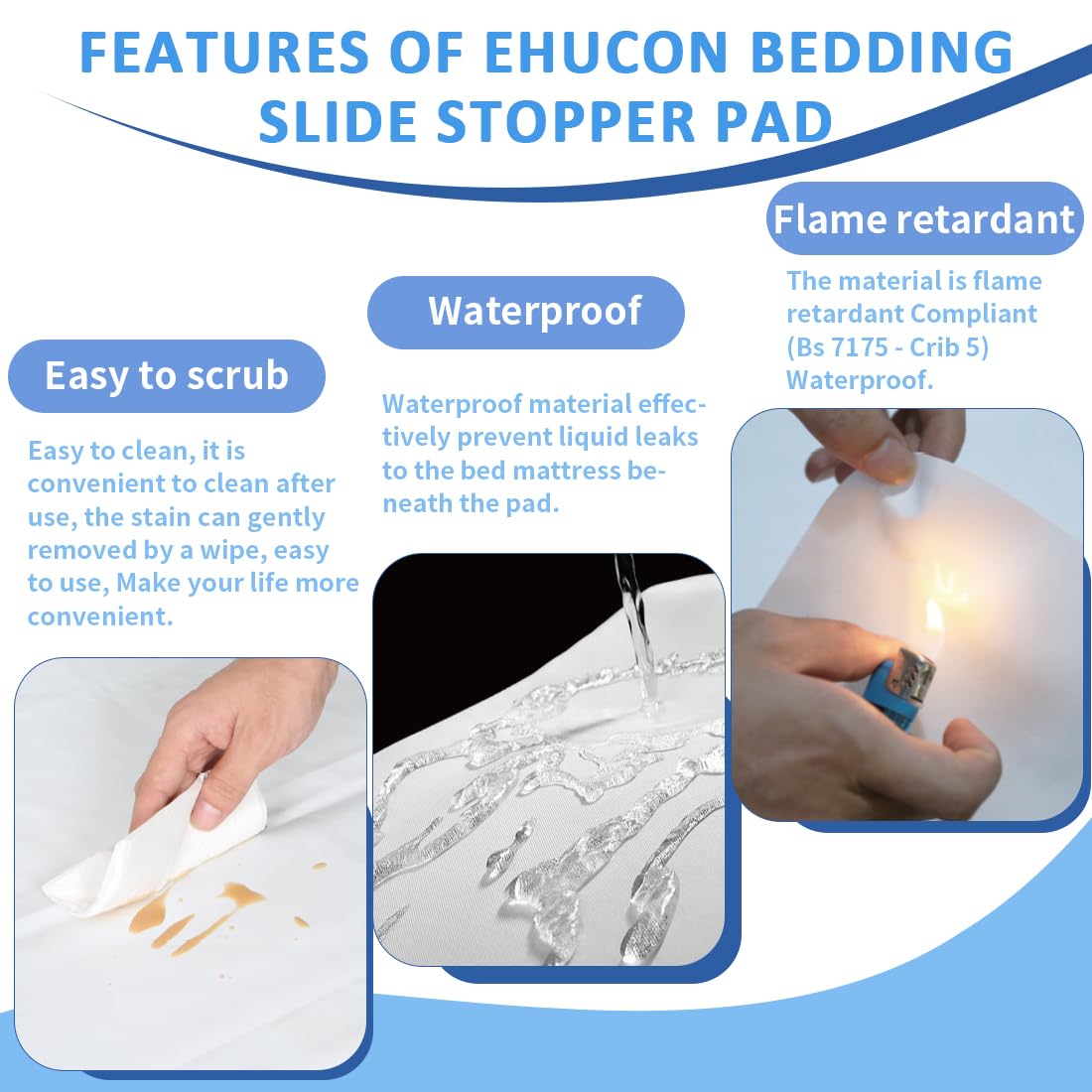Ehucon Silicone Slide Stopper Pad for Bed Sheets 295 x 787
