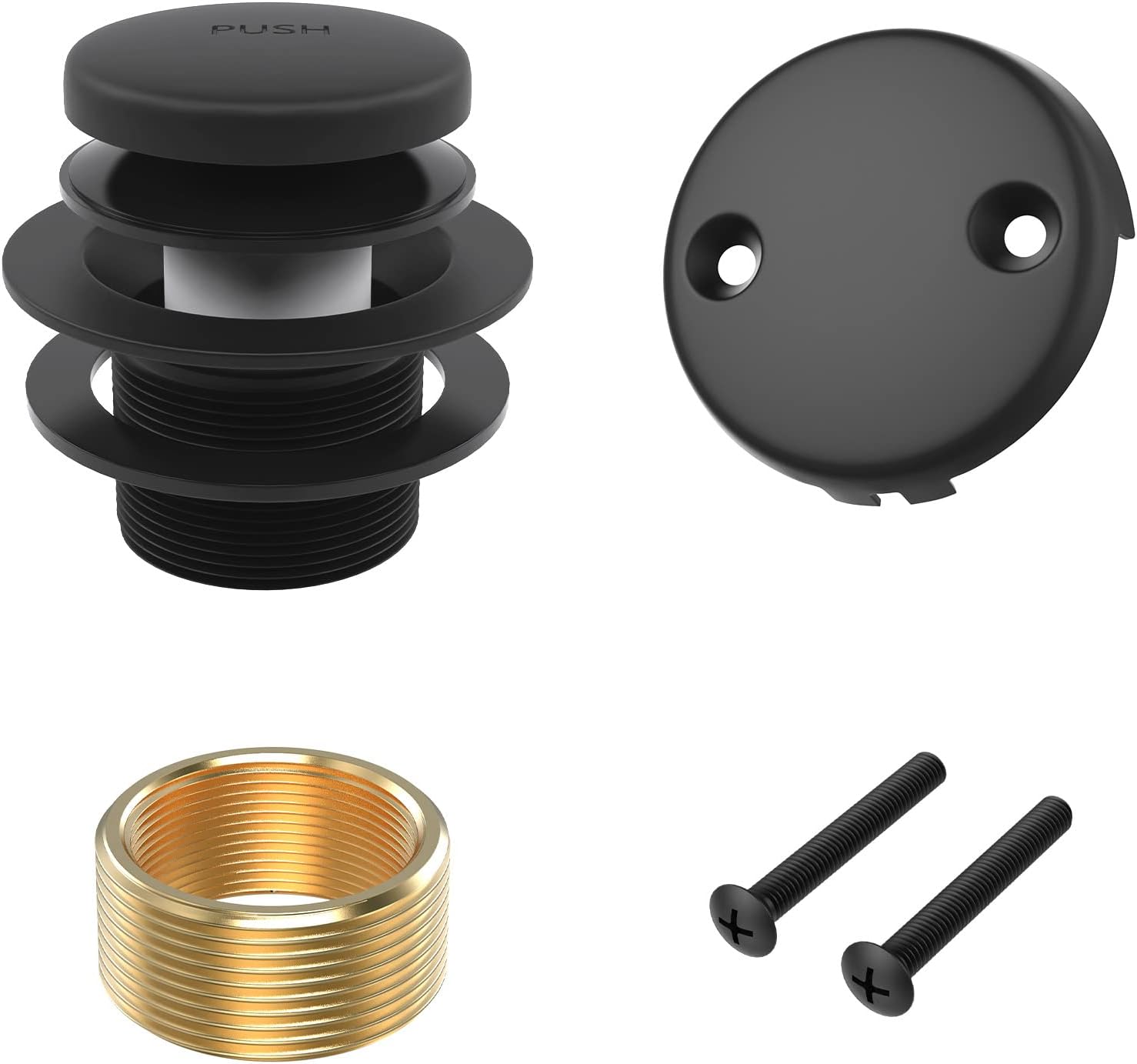 Citymoor Matte Black Bathtub Drain Kit Universal All Metal
