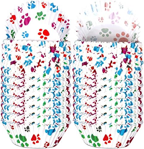 200 Pcs Paw Bone Cupcake Liners Multi Color