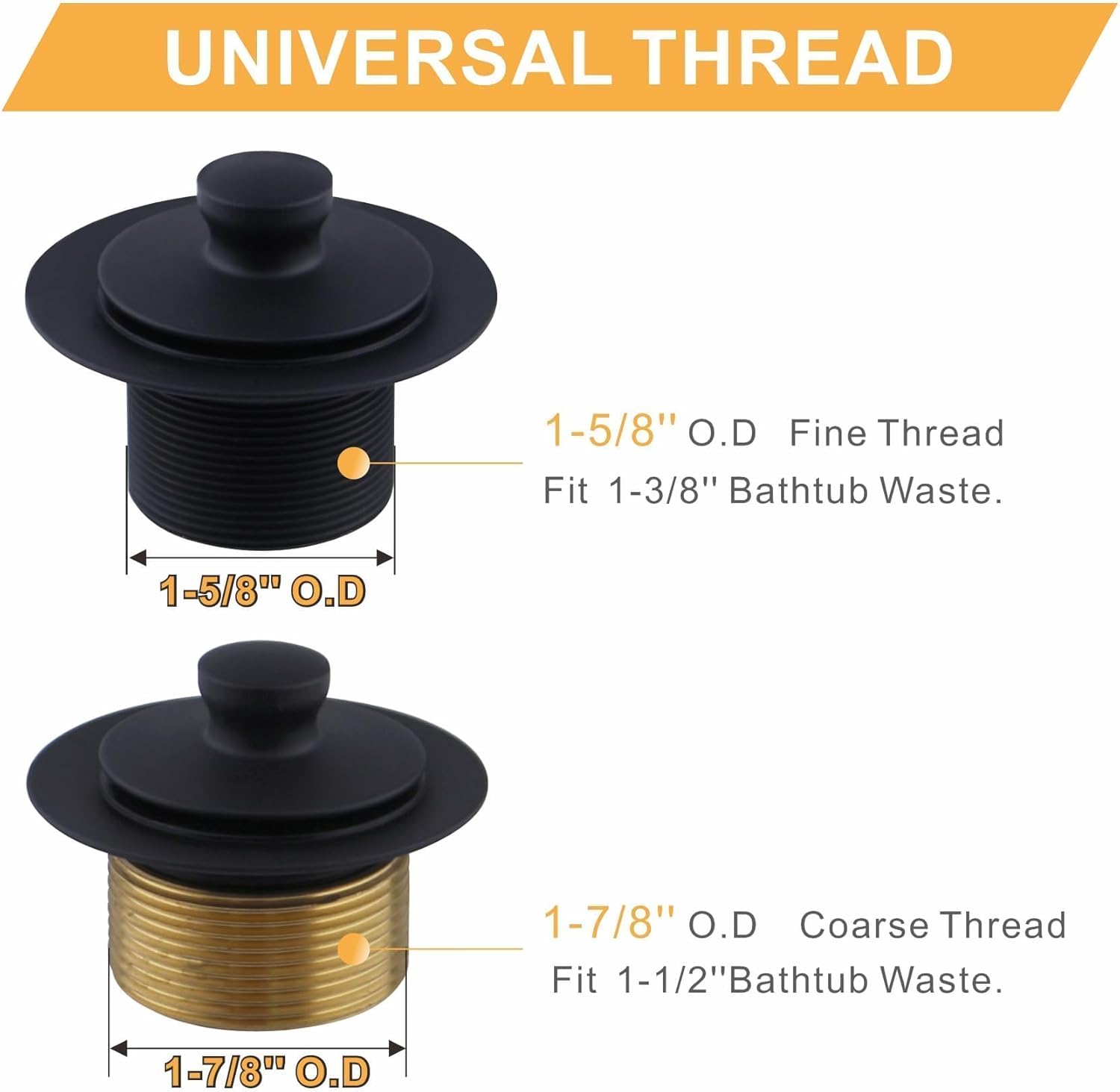 WELLUP Matte Black Tub Drain Conversion Kit with Overflow Faceplate