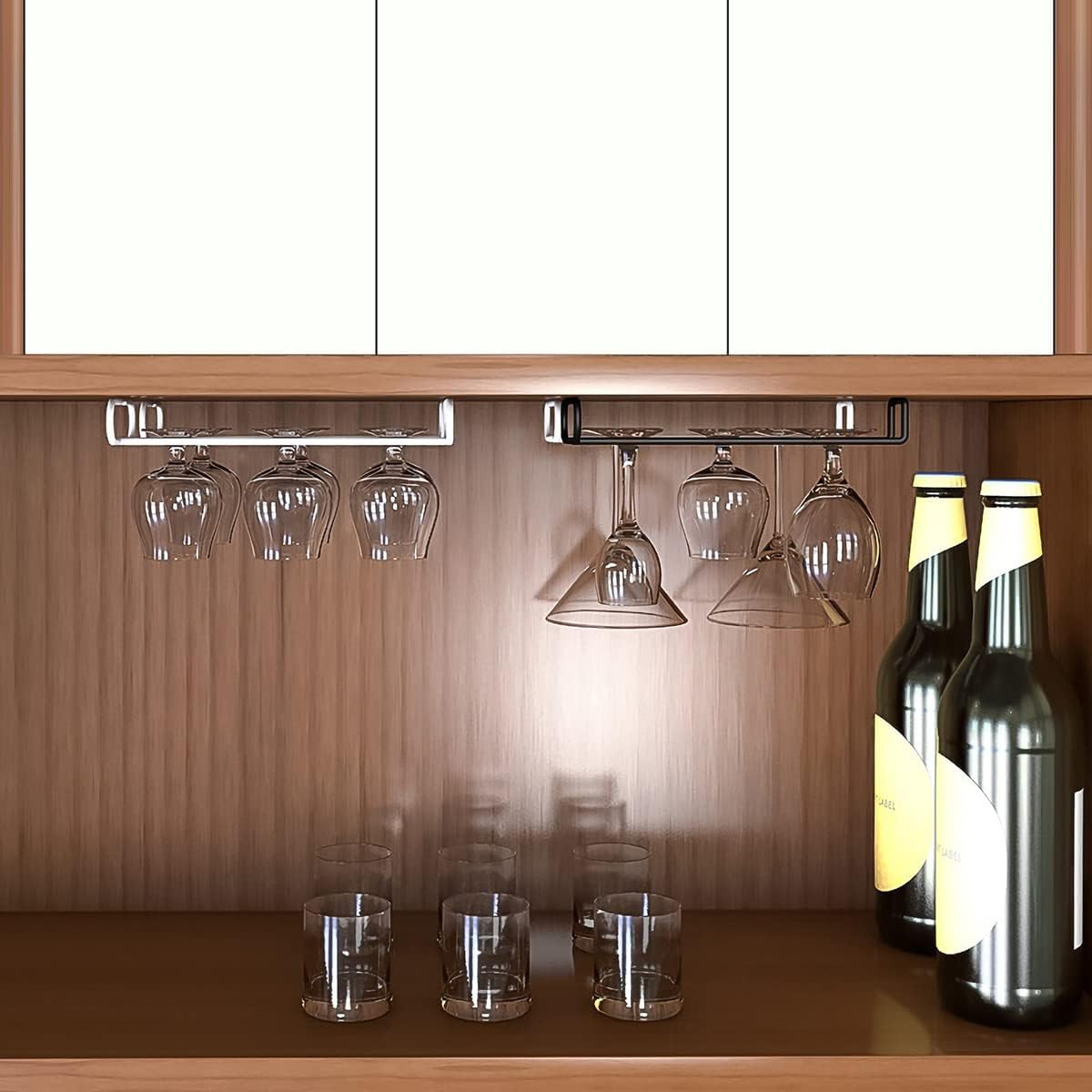 GeLive 10 Inch Under Cabinet Wine Glass Rack Set of 2 Black 1